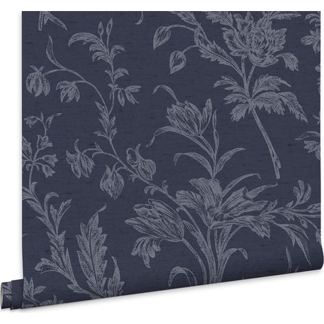 Laura Ashley Lloyd Vliestapet Midnight Seaspray 10mx52cm