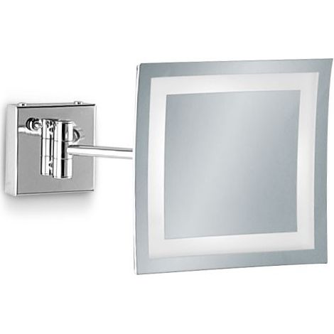 Specchio ingranditore da bagno quadrato a parete con luce led e cornice sabbiata