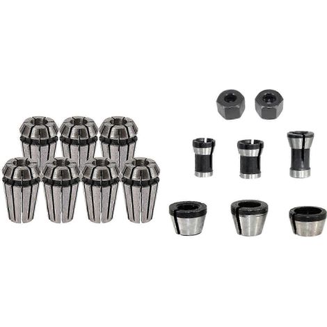 Jeu de 7 pinces ER11 de 1 à 7 mm avec porte-outil à ressort et 8 têtes de mandrin pour défonceuse, adaptateur AH WHBYV (1/4)