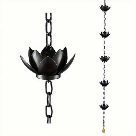 Chaîne de récupération d'eau de pluie Lotus pour coupelles de gouttière et descente de gouttière (1/5)