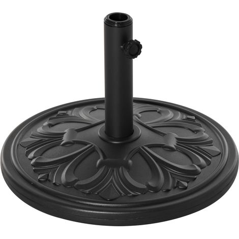 AS EASY Pied de parasol Ø48 x 34 cm pour parasols Ø35/Ø38/Ø48 mm, en plastique et ciment, noir antique, support stable pour jardin et terrasse