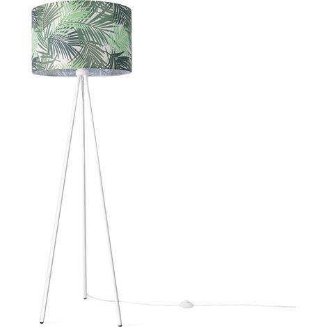 Paco Home Luminaria De Pie Salón Dormitorio E27 Naturaleza Diseño Floral Palmera Verde (Ø455cm),  Lámpara de pie - Blanco