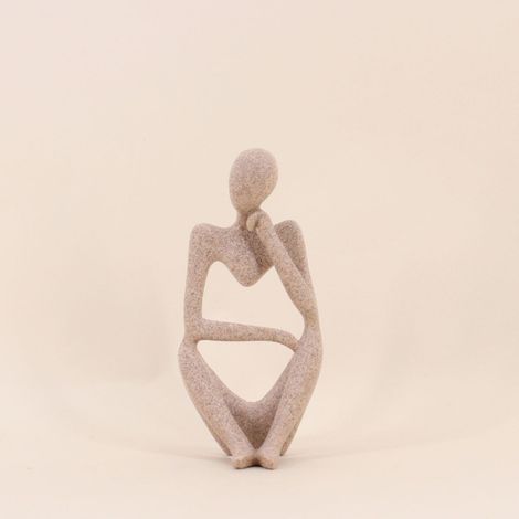 Statuette penseur effet marbre beige 23cm (1/5)