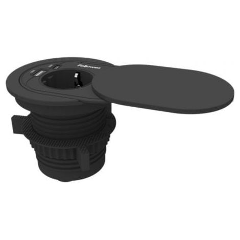 Toma Enchufe Empotrable 1 Toma de Corriente/ 1 USB Tipo-C/ 1 USB/ Negro