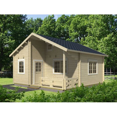 Abri de jardin en bois épicéa 39,2 m² – 70 mm d'épaisseur – Double vitrage – Porte simple avec serrure – Montage 3 jours – Palmako (1/4)