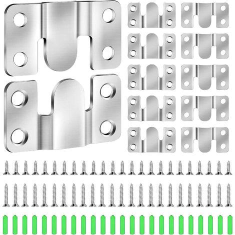 12 Pièces Accroche Tableau Mural Lourd, Support Robuste en Acier avec Vis, Montage Encastré Invisible, Fixation Murale pour Cadres, Miroir, Photos - (1/5)