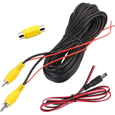 Cable Vidéo RCA 6M pour Connecter un Moniteur et une Caméra de Recul, Rallonge AV avec Prise Vidéo RCA Femelle vers Femelle vers Prise Femelle et Câble d'alimentation (1/5)