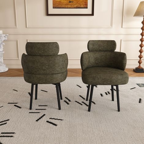 MODFU – Silla giratoria 360° en chenilla con reposabrazos, respaldo moldeado, espuma 14 cm y estructura metálica – Oliva (1/5)