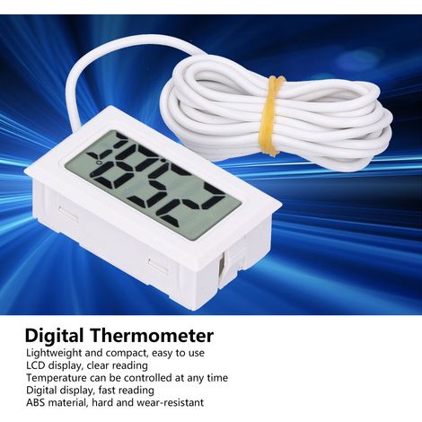 Thermomètre numérique miniature avec écran LCD et sonde filaire FY13001 blanc (1/5)