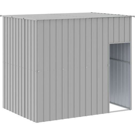 Caseta para perros con techo transparente, acero galvanizado gris 020043531