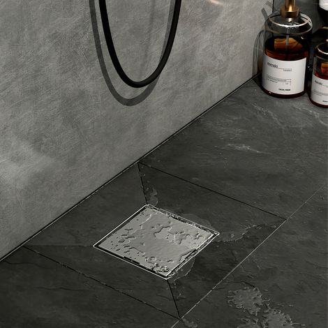 EMKE Quadratische Duschrinne 15 x 15 cm – Befliesbarer Bodenablauf aus Edelstahl mit Siphon und Haarsieb, DN40/50 Chrom (1/5)