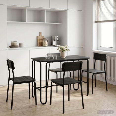 vidaXL Dining Table 100 x 50 x 75 cm Engineered Wood Black Rectangular (1/5)