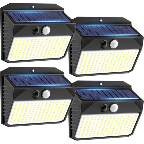 NOLUXA Lampe Solaire , Lot de 4 Lumiere Solaire Exterieur avec Détecteur de Mouvement, 138LED Spot Solaire IP65 Etanche Lampe Solaire (1/5)