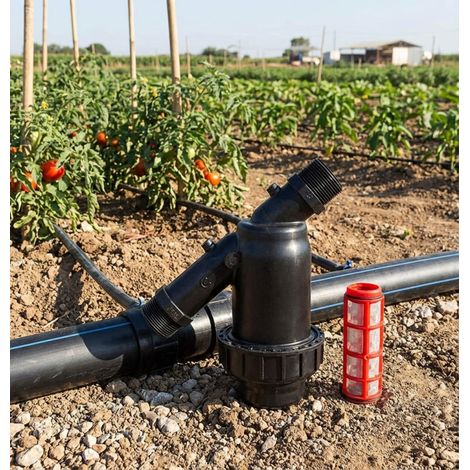 Filtre Arrosage à mailles 2'' pour tuyau de 63 mm. Bouchon de Vindage Inclus. Utilisé dans les installations d'irrigation