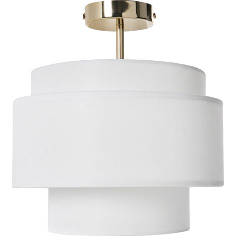 Lámpara colgante de techo moderna sala de estar comedor base de metal pantalla de tela blanco crema Lukago