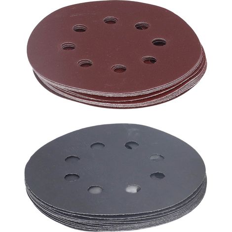 Lot de 100 disques abrasifs ronds de 12,7 cm (5 pouces) comprenant des grains de 80, 180, 240, 320, 400, 800, 1000, 1500, 2000 et 3000 pour le ponçage du cuir et des murs. (1/5)