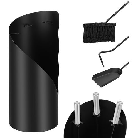 Wolketon Juego de limpieza de chimeneas de acero inoxidable de 4 piezas con gancho pala para cenizas cepillo para chimeneas y soporte de 50cm