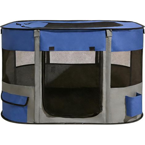 Portable Pet Kennel, 90 x 70 x 60 cm, Foldable, Rectangular, Cat Kennel, Closed Kennel (Navy) (1/5)