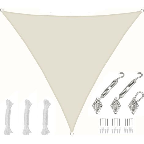 4x4x4 Vela Solare Triangolare Impermeabile - Tenda da Sole con Fissaggio Inox