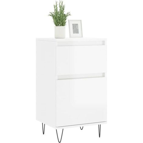 Buffet de Cuisine 2 Portes Blanc Brillant, Meuble Rangement Moderne en Bois d'Ingénierie, 40x35x70 cm, Idéal pour Salon et Salle à Manger (1/5)