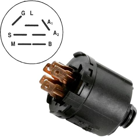 Interruptor de 7 polos cerradura de encendido STIGA 1125M compatible tractor de césped