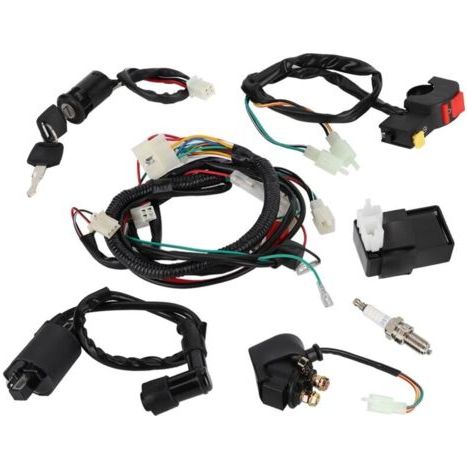 BUNTHAUS Bobine de solénoïde, kit de faisceau de câblage pratique, résistant à l'abrasion, universel, haute robustesse et léger pour quad/moto tout-terrain 150 cm3