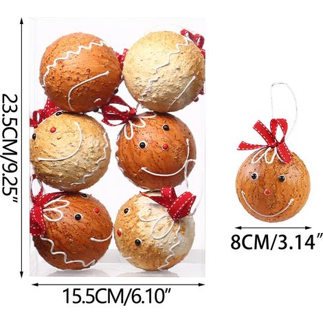 Boule De Noel - 8 cm - En Plastique - Pour Arbre De Noël - Décoration Intérieure - Lot De 6 (1/5)