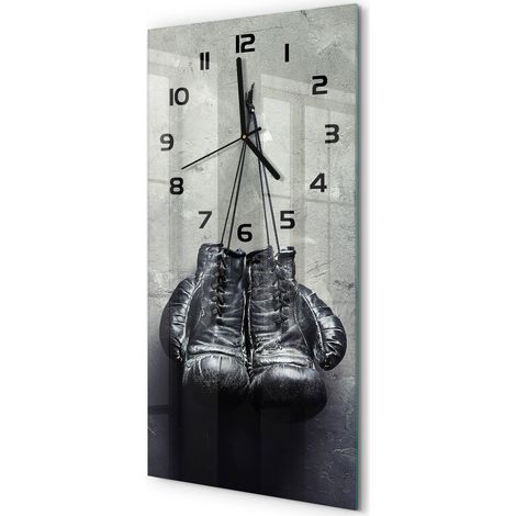 Horloge Murale Rectangulaire Verticale Design Épuré Verre Silencieuse Gants de boxe 30x60 cm (1/5)