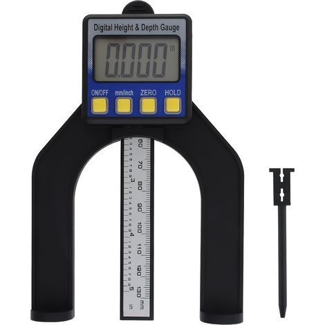 Jauge de profondeur numérique de 80 mm, jauge de hauteur, règle avec écran LCD, jauge d'épaisseur pour scie circulaire et défonceuse, avec aimant autoportant pour le travail du bois.