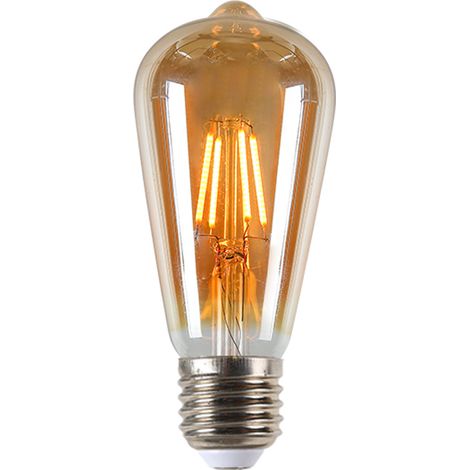 Warmes Licht, braune Glasfilament-LED-Retrolampe, ST64, braune Version, 6 Watt, warmes Gelb, 2200 K (1/5)