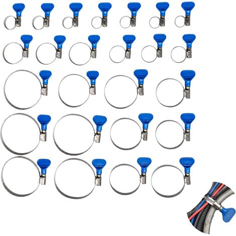 Set de 25 colliers de serrage en acier inoxydable pour piscine, avec vis papillon réglable, tailles multiples 10–16/16–25/25–40/32–50/50–70 mm, anti-corrosion, idéal pour bricolage et usage industriel (1/5)