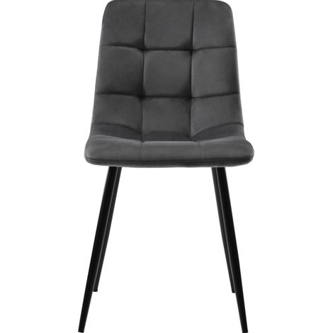 Conjunto de comedor 5 piezas mesa 140x80 cm con 4 sillas tapizadas gris con patas metálicas negras (1/5)