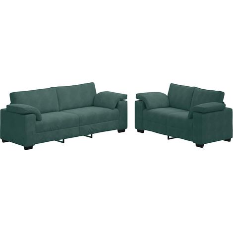 2-teiliges Sofa-Set mit Kissen, dunkelgrüner Samt vidaXL (1/5)