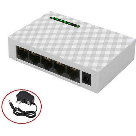 BEBUSINGOTO Hub Ethernet Rj45 à 5 ports, commutateur réseau de bureau, 1000m, pour moniteur d'ordinateur et de maison (1/5)