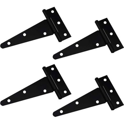 Charnière en forme de T charnière triangulaire robuste charnière en forme de T triangle galvanisé 4 pouces noir peut être utilisé pour suspendre les portes d'armoires porte de jardin boî