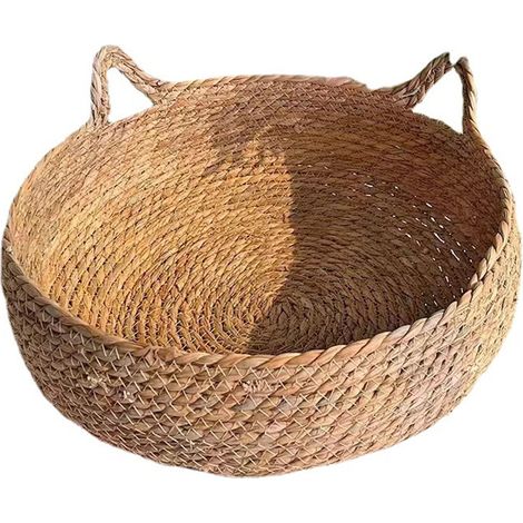 Chat basket lit, 17 - inch woven panier pour chat avec souple cushion, kitten lit shaped like un chat's ear, round à l’aise chat (1/5)