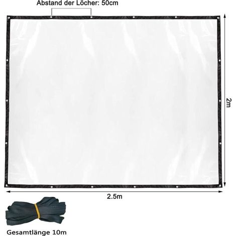 Bâche transparente avec œillets - 2 x 2,5 m - Bâche imperméable en polyéthylène - Résistante aux intempéries - Pour terrasse, balcon, tonnelle, meubles de jardin - Corde incluse (1/4)