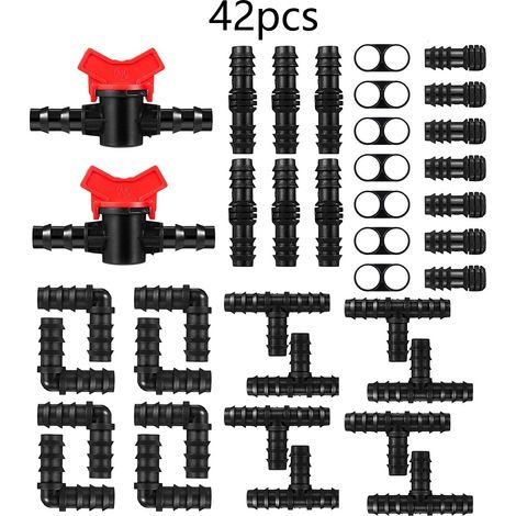 Kit de 42 accessoires d’irrigation goutte à goutte, raccords et goutteurs pour arrosage automatique du jardin et du potager (1/5)