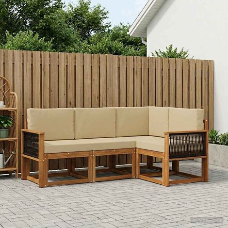vidaXL Outdoor-Sofagarnitur 4 pcs Natur und Beige Polyester (1/5)