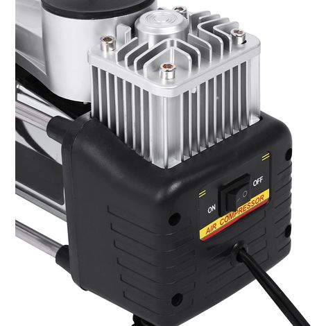 Pompe à air portable à double cylindre en métal, alimentée par allume-cigare 12 V (avec câble d'alimentation). Vendue exclusivement dans des entrepôts à l'étranger à des fins d'échantillonnage (sac de (1/5)