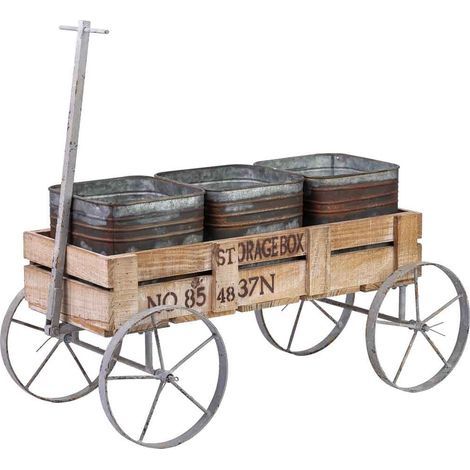 Carro expositor, 3 bandejas, madera y metal marrón 72.39x28.58x49.53