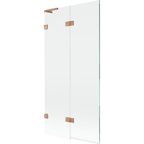Mexen Lunar L Badewannenabtrennung 2-flügelig links 90 x 150 cm, transparent, gebürstetes Kupfer - 897L-090-100-65-00-L (1/5)