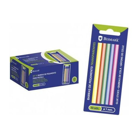Blister 10 stick di colla siliconica colori assortiti 7,2 x 100 mm. bismark
