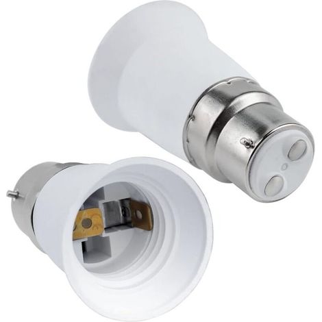 B22-auf-E27-Fassungsadapter, B22-Bajonett-auf-E27-Schraubfassung-Konverter, 0–250 V, für E27-, LED-, Glüh-, Halogen- und Energiesparlampen, 4er-Pack (1/4)