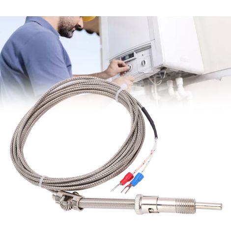 K-Typ BERM Federthermoelement-Temperatursensor mit abgeschirmtem Temperaturmessdraht, 4 m Sonde für Temperaturregler. (1/5)