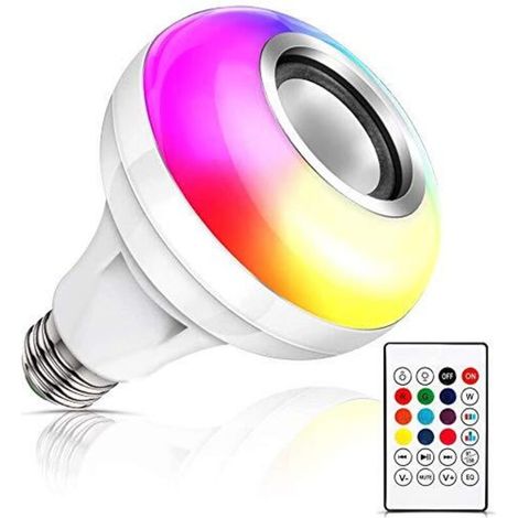 Music LED Ampoule, E26 / E27 Haut Parleur Bluetooth RGB Changement de Couleur Ampoule avec Port USB avec Télécommande pour la Fête, la Maison, Halloween Décorations de Noël (1/5)