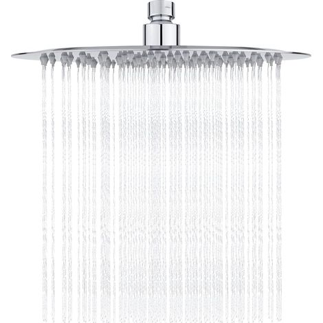 Duschkopf aus Edelstahl – wassersparende Dusche, 25 cm runder Duschkopf, universeller Regenduschkopf mit 1/2-Zoll-Gewinde, 360° drehbar, 30° neigbar, einfach zu installieren und zu reinigen