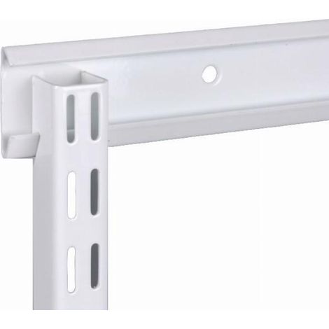 Rail crémaillère double blanc neige 122 cm – Pour étagères en bois dur – Installation facile – PRCS122B – Mermier