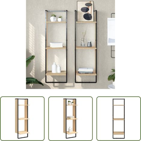 Rangement mural - Étagère murale 3 niveaux chêne sonoma 30x25x100 cm (1/5)