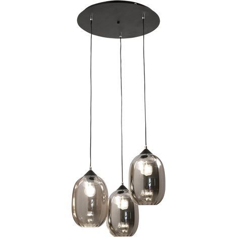 Suspension Infinity En Métal Et Verre Soufflé Fumé, Ø580 Mm, Douille E27, Classe 1, Ip20, Design Moderne Et Élégant Pour Les Intérieurs